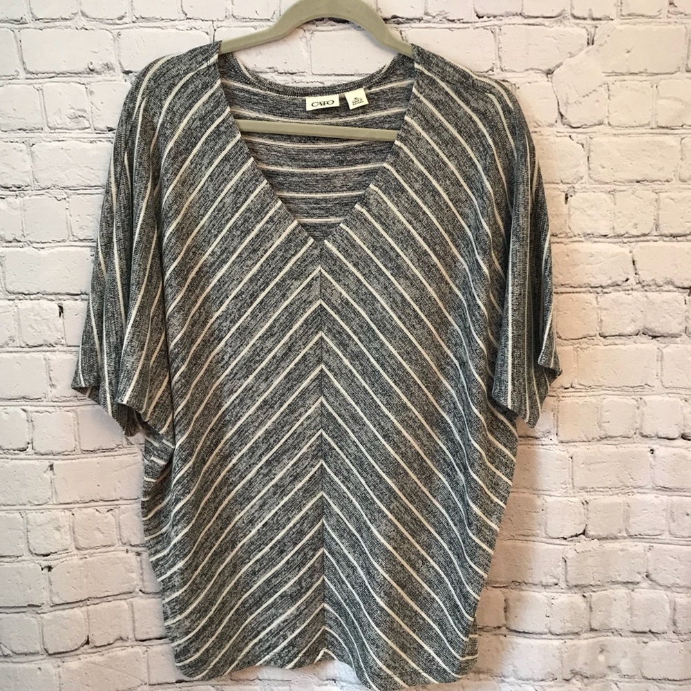 Cato V-Neck Bat wing Blue White Women’s Top